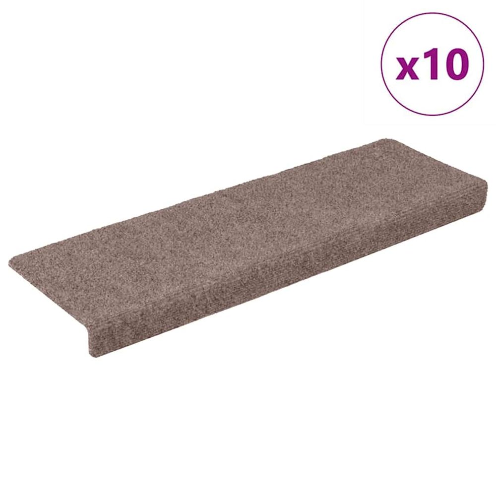 Tapis d'escalier autocollants 10 pièces 65 x 21 x 4 cm marron clair bord rectangulaire