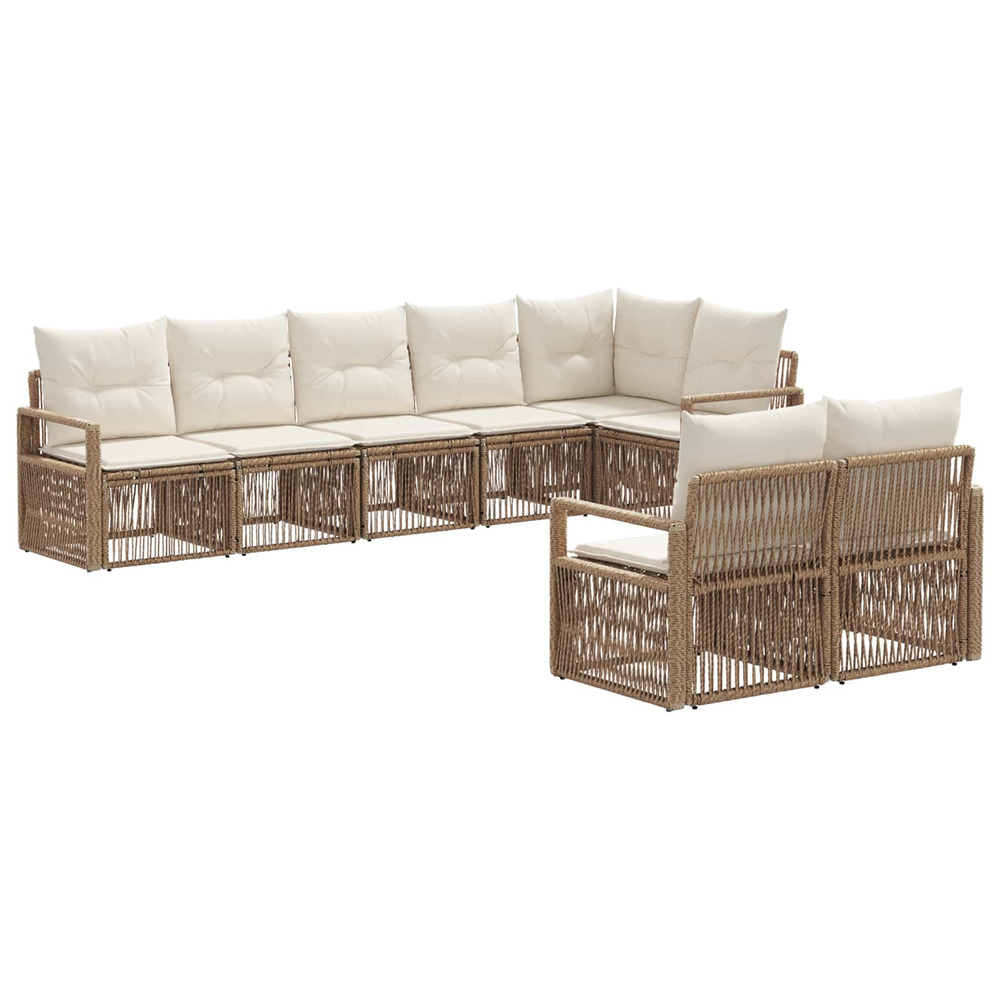 Ensemble de canapé de jardin 8 pcs beige polyrotin
