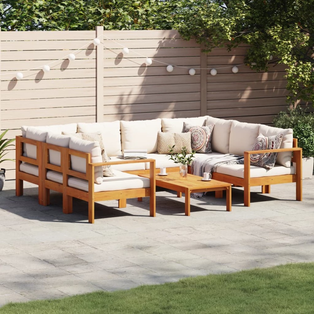 Salon de jardin avec coussins 6 pcs bois d'acacia solide