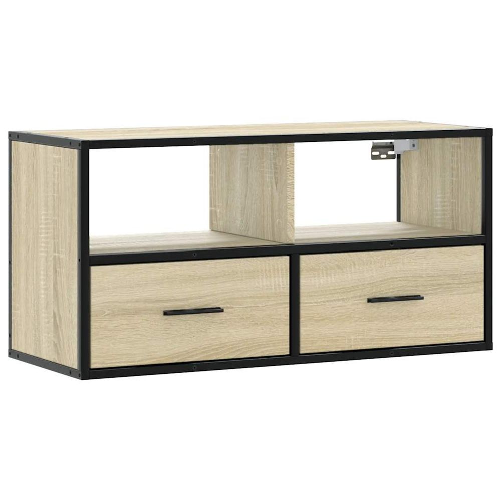 Meuble tv chêne sonoma 80x31x39,5 cm bois d'ingénierie et métal