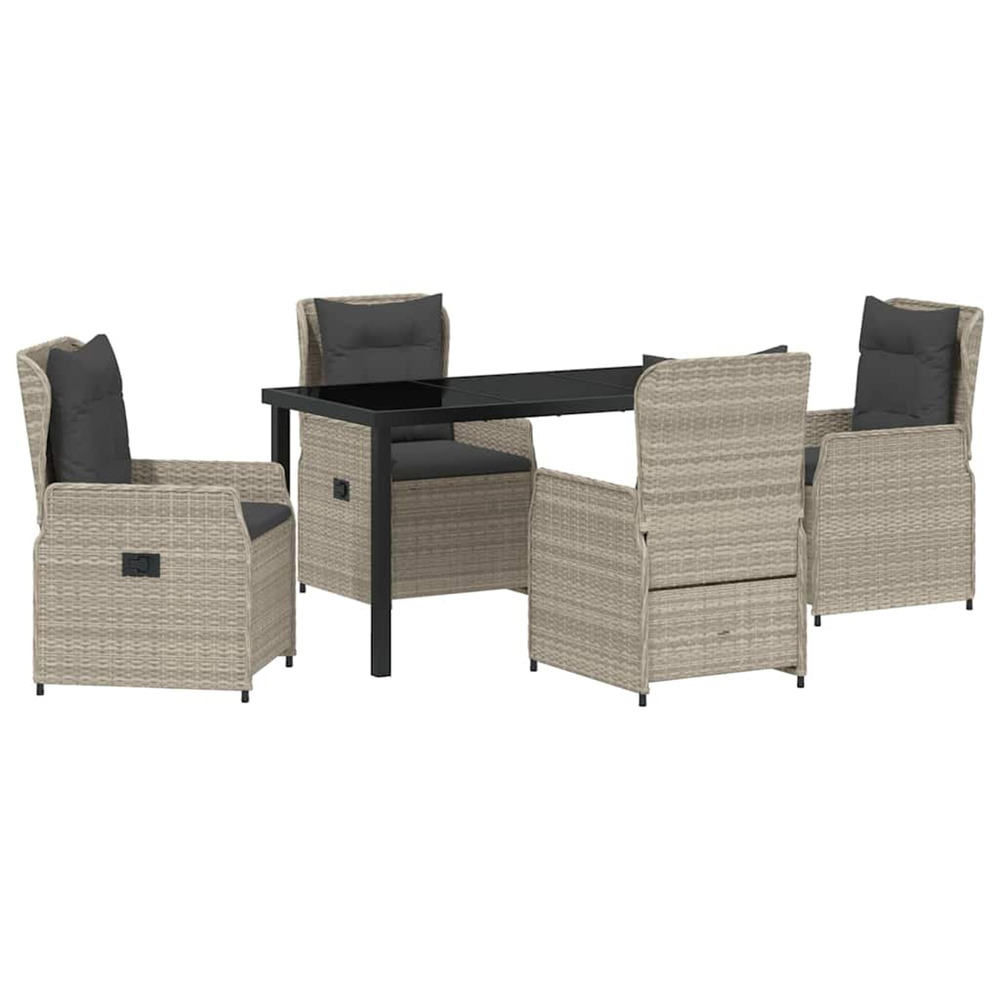 Ensemble de salle à manger pour jardin 5 pcs gris clair