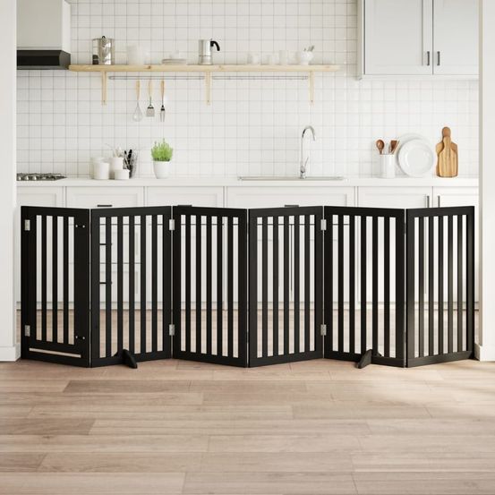 Barrière chien haute avec porte modulable 6 panneaux noir 90cm