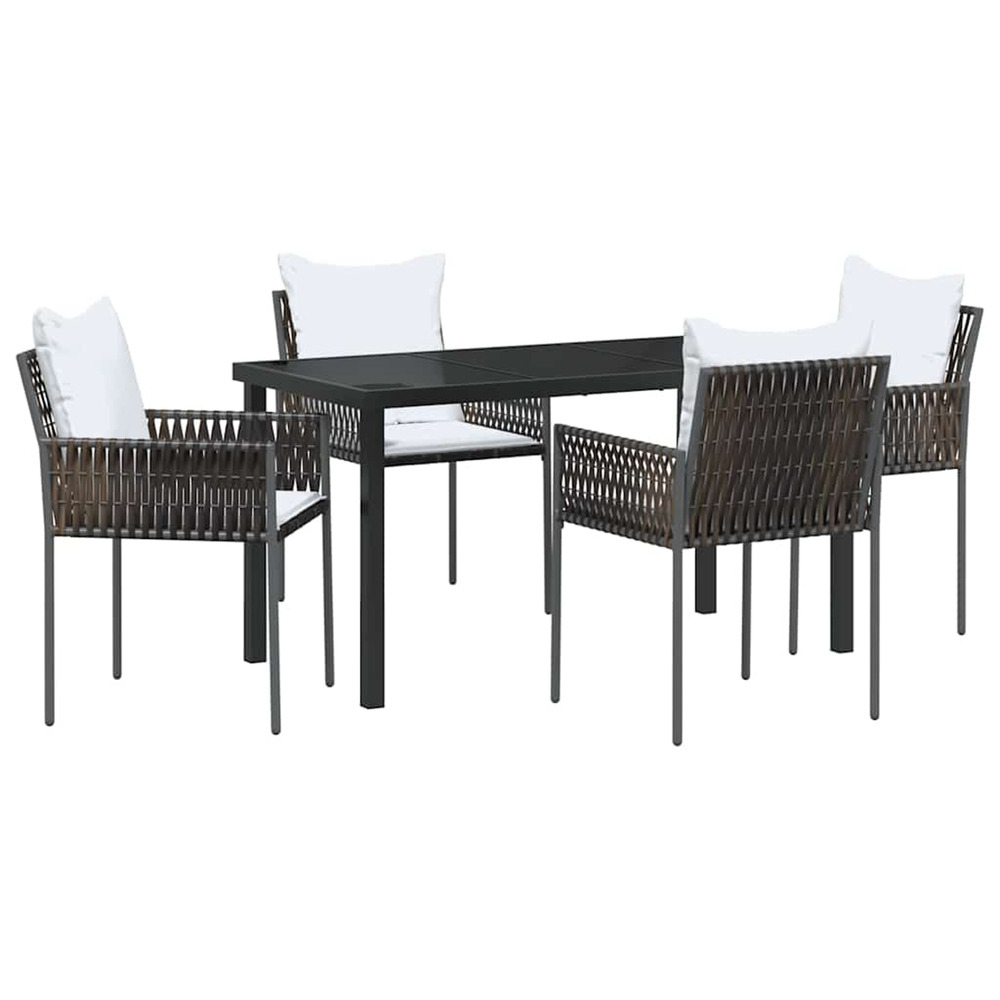 Ensemble de salle à manger pour jardin 5 pcs marron poly rotin