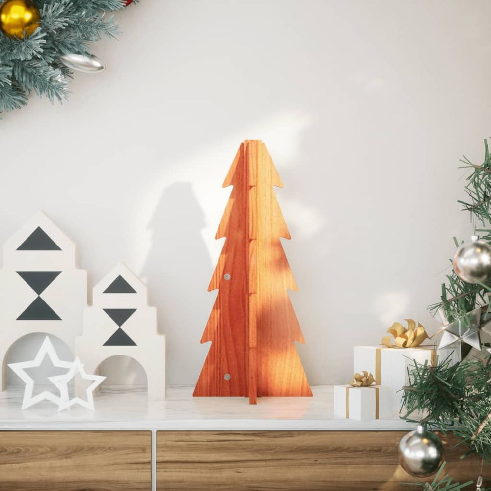 Petit sapin de noël en bois rustique à poser décoration intérieur 49 cm