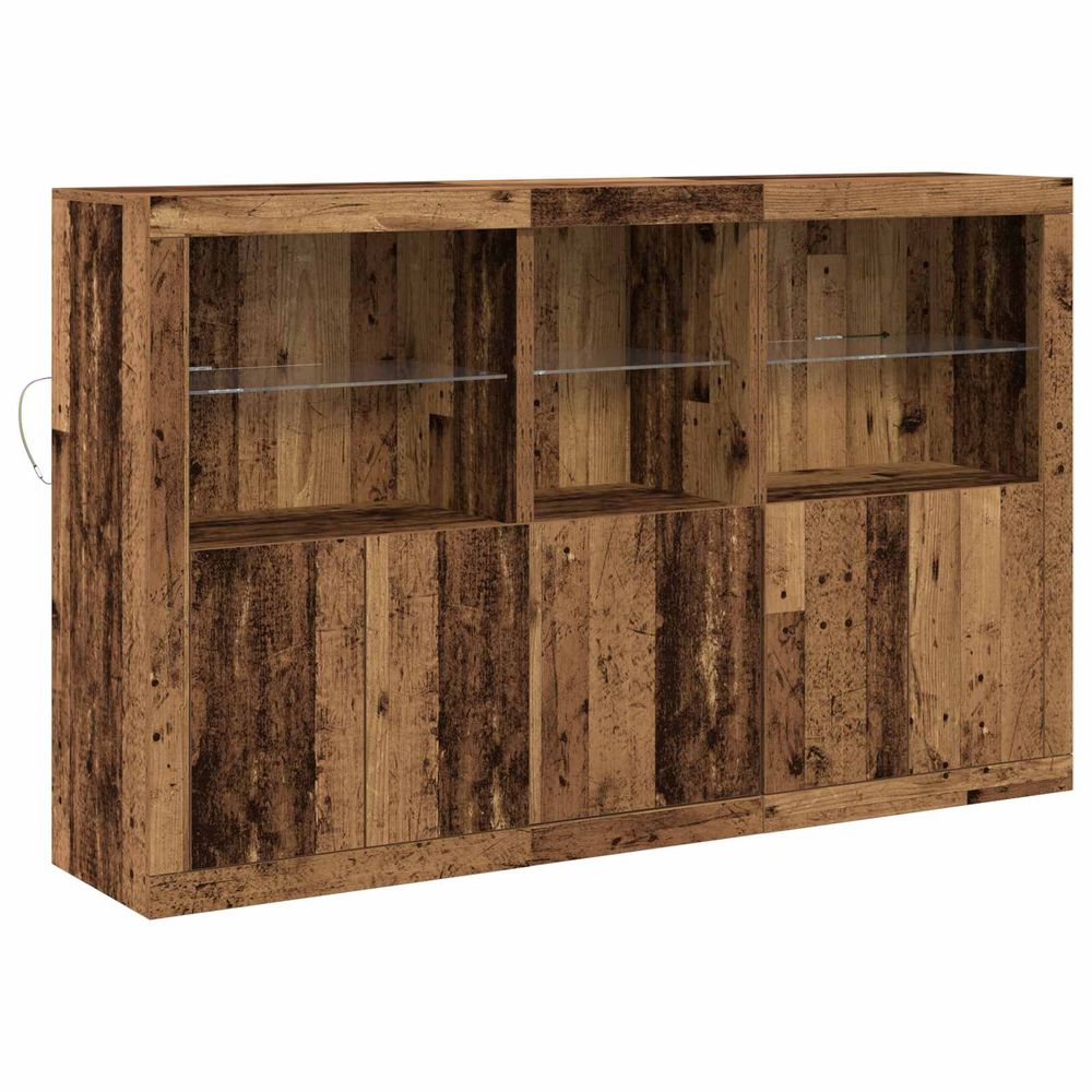 Buffet led bois ancien 162 x 37 x 100 cm bois d'ingénierie