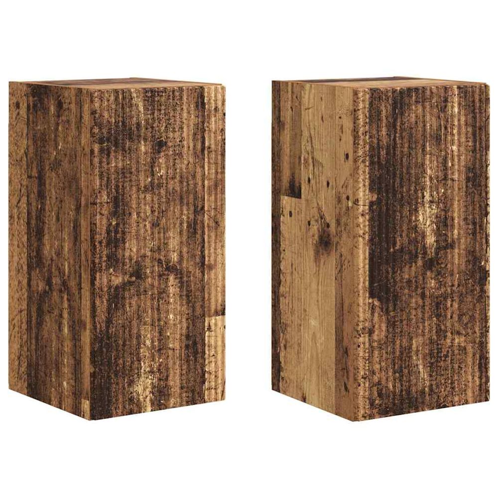 Meuble tv mural 2 pc bois ancien bois d'ingénierie