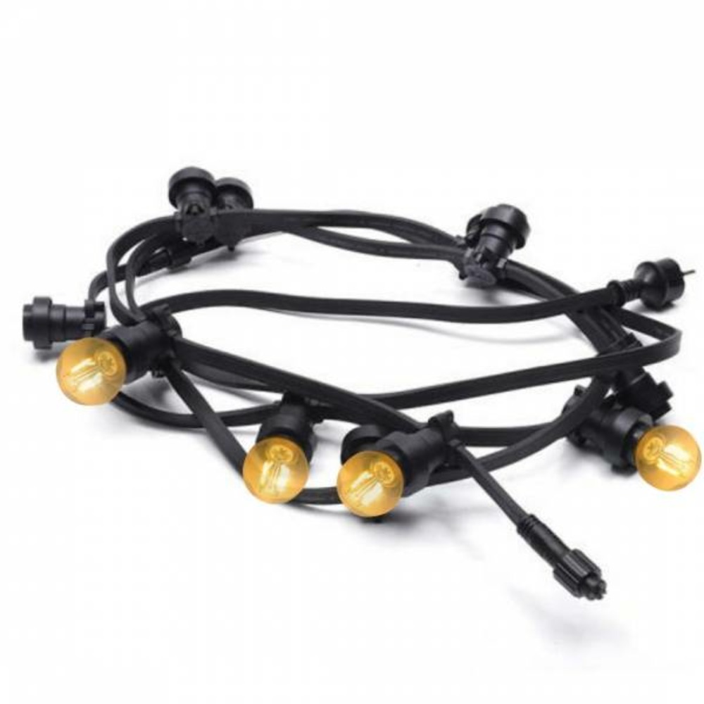 Guirlande guinguette extérieure ip65 10 ampoules led 2w blanc très chaud plastique e27 prolongeable