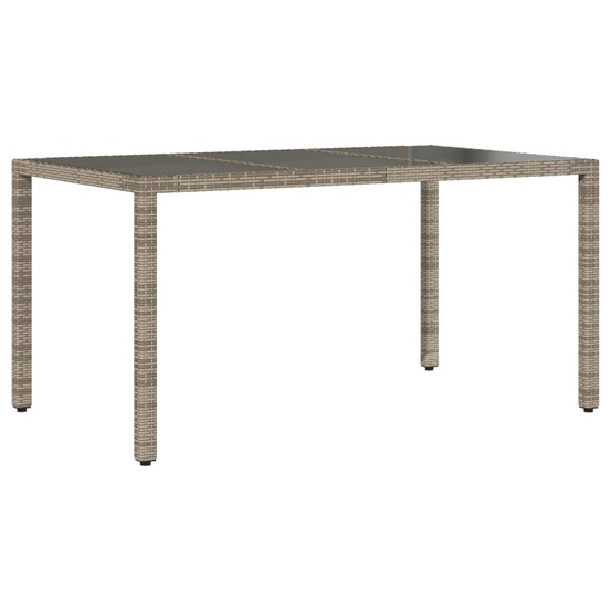 Table de jardin dessus en verre gris 150x90x75cm résine tressée