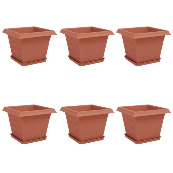 Pots de plantes 6 pc rouge brique plastique