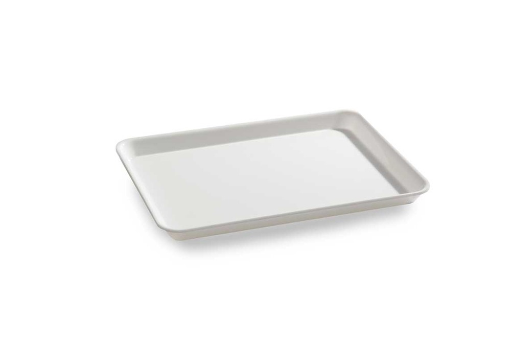 Plat en plexiglas rectangulaire avec coins arrondis blanc 295x225x17mm - matériel chr pro