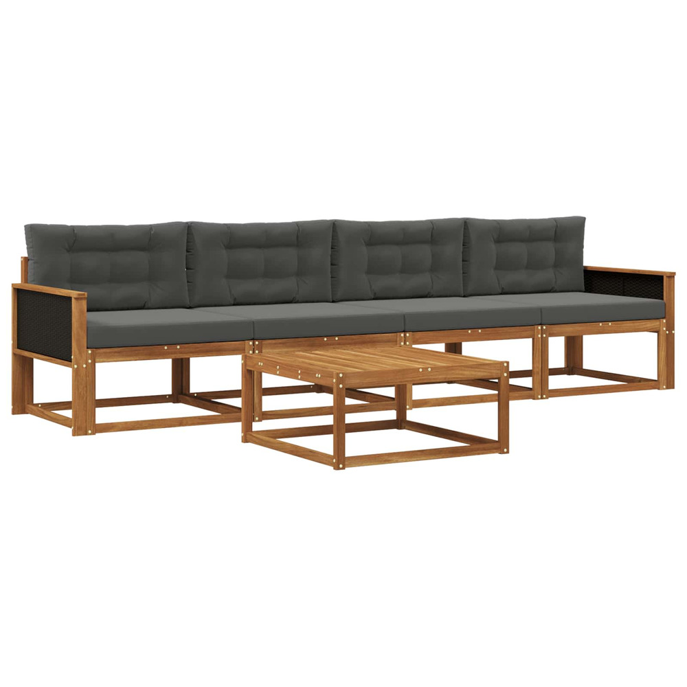 Ensemble de canapés d'extérieur 5 pcs naturel et anthracite