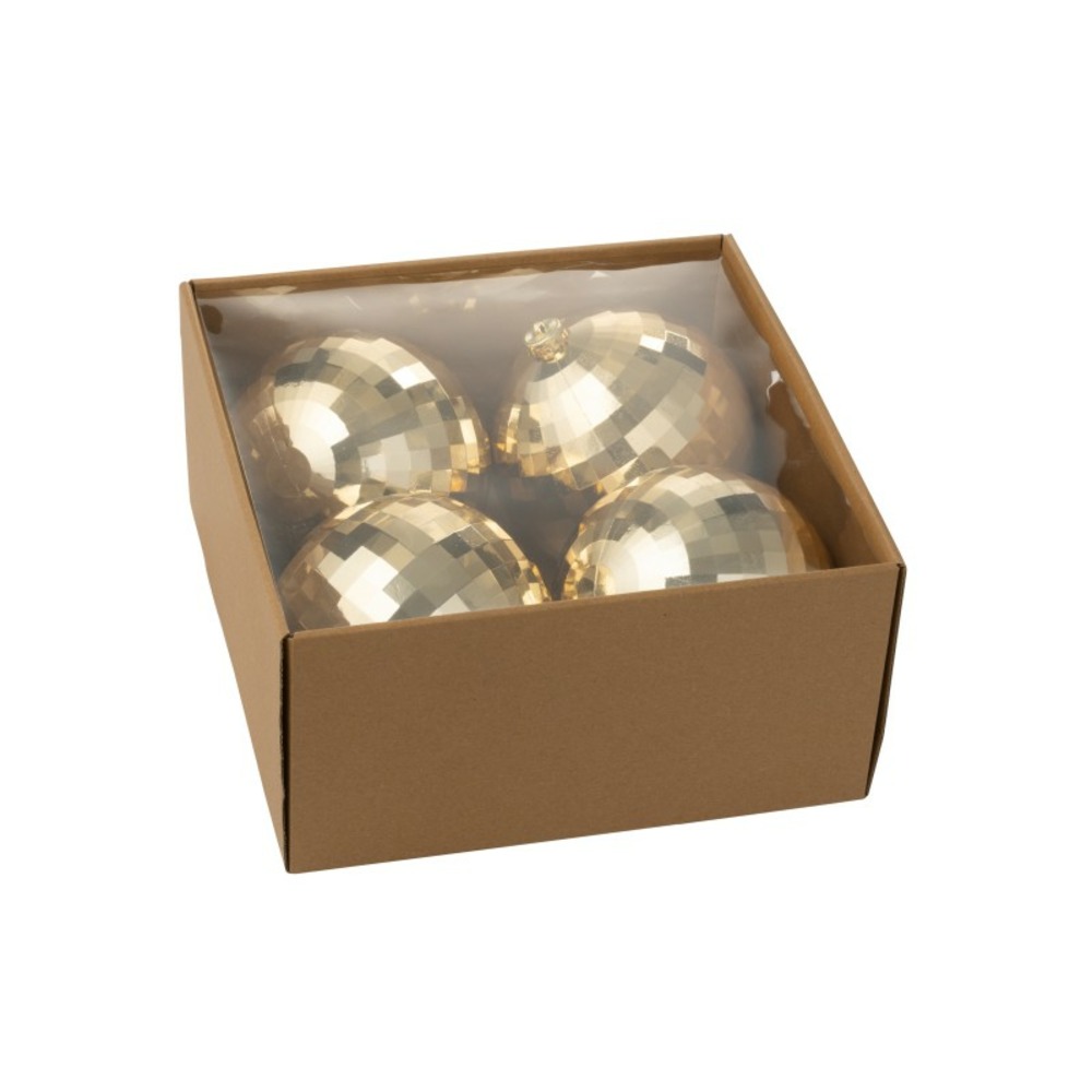 Boite de 4 boules de noël en plastique doré d.15 cm
