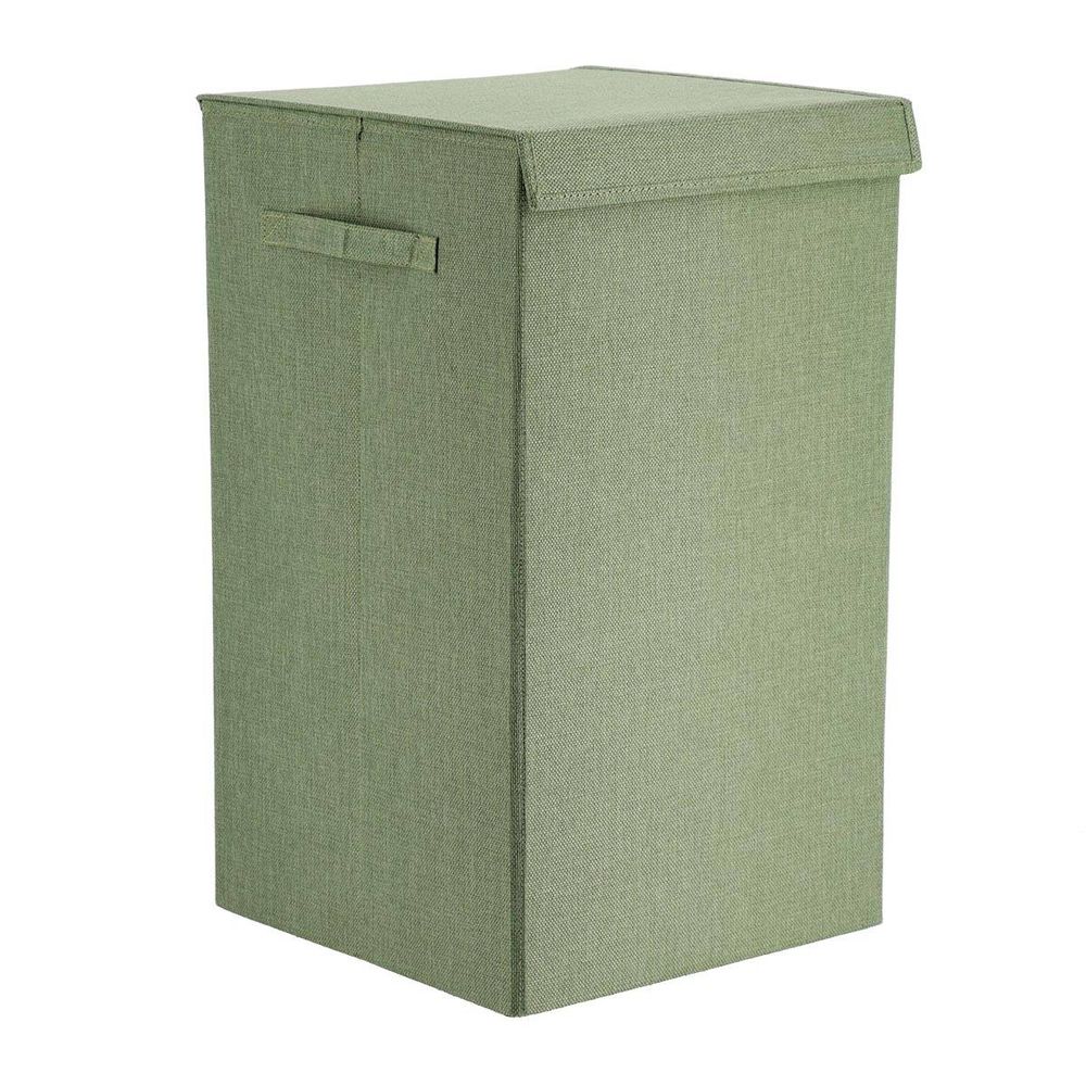 Panière à linge pliable en polyester et mdf vert