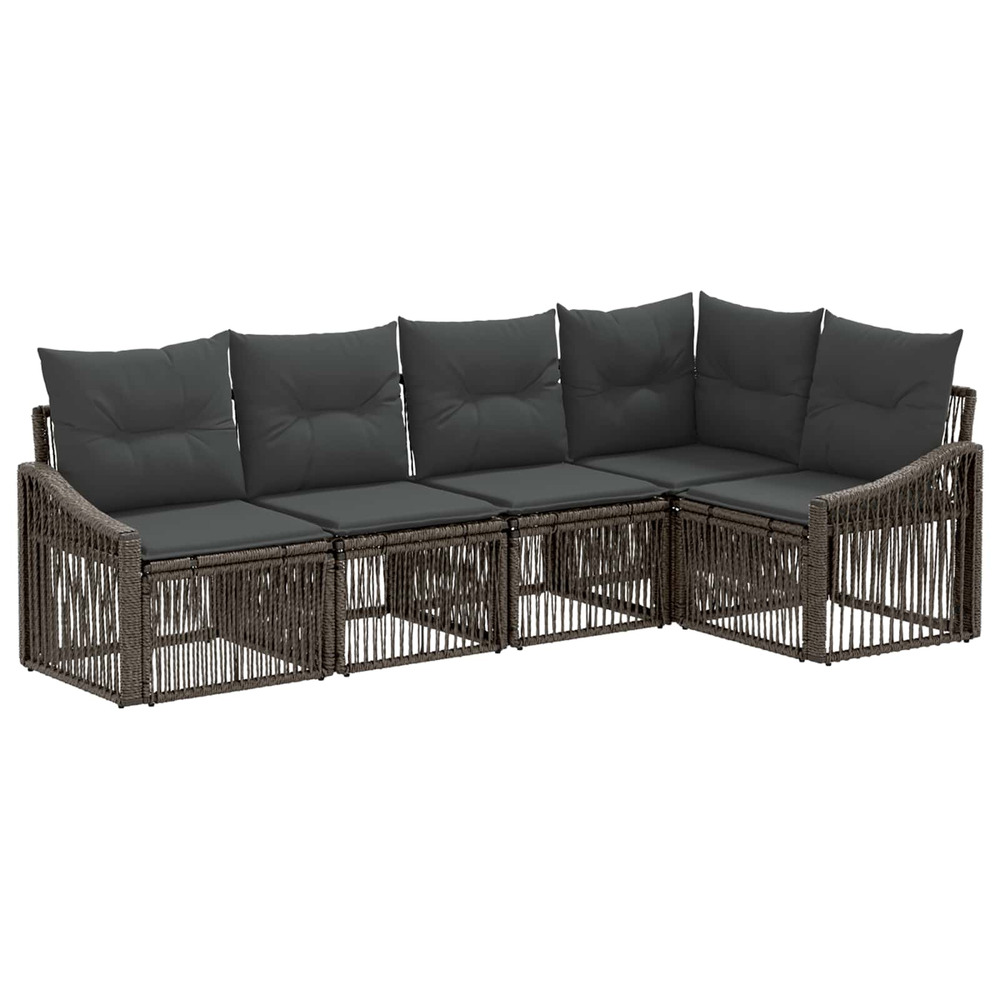 Ensemble de canapé de jardin 5 pcs gris polyrotin