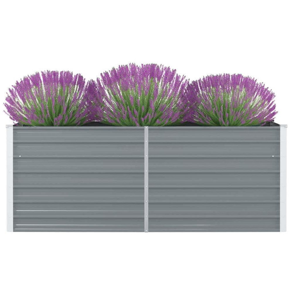 Jardinière rectangulaire acier galvanisé potager extérieur gris 160x80x45cm