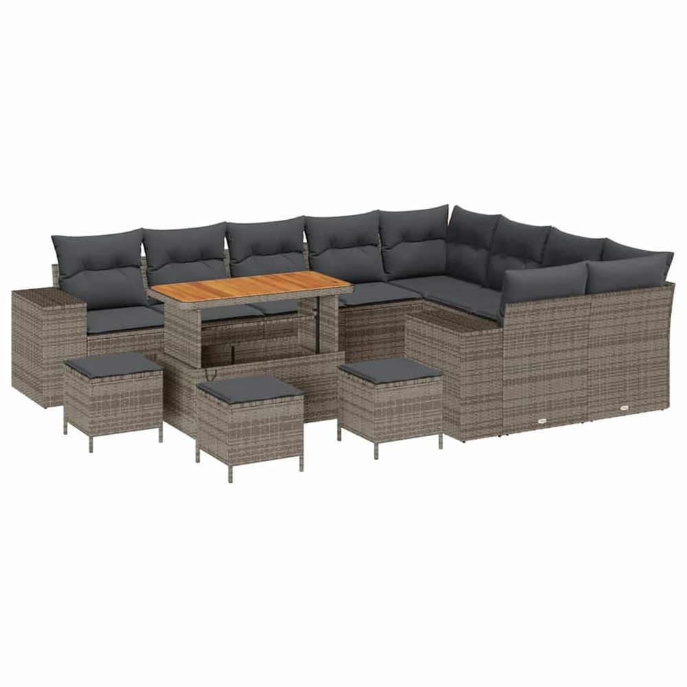 Ensemble de canapé de jardin 13 pc gris polyrotin