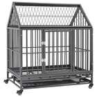 Cage pour chien avec roues et toit acier 92x62x106 cm