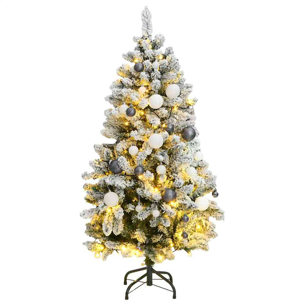 Sapin de noël artificiel articulé 150 led et boules 120 cm