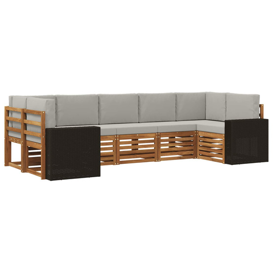 Ensemble de canapé d'angle 7 pcs naturel et gris clair