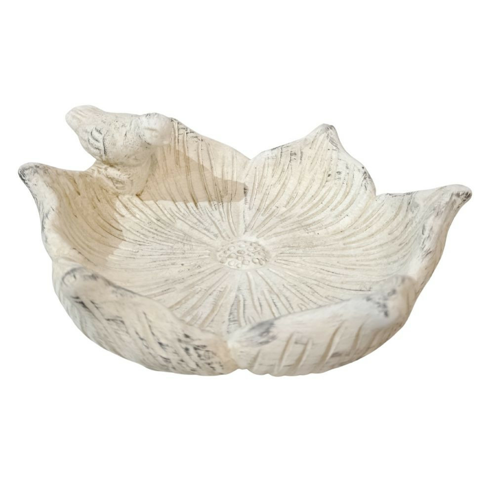 Bain d'oiseau en ciment beige 