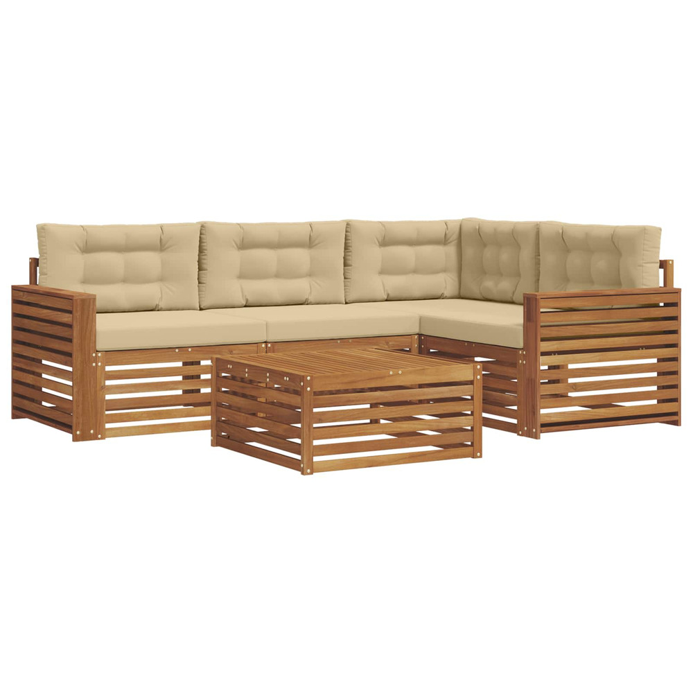 Ensemble de canapés d'extérieur 5 pcs naturel et beige