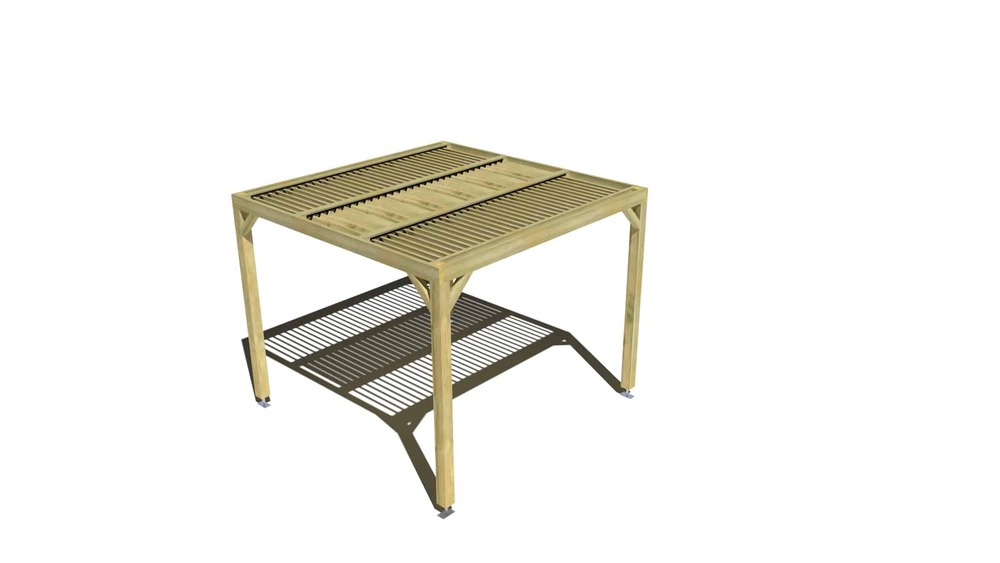 Pergola bois • 3m x 3m • indépendante • sens largeur • lames orientables bioclimatiques incluses • livraison comprise