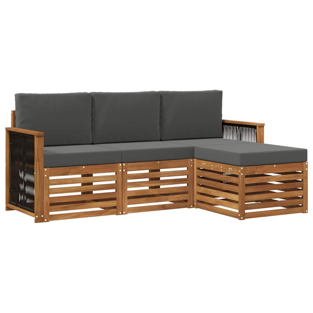 Ensemble de canapés d'extérieur 4 pc naturel et anthracite