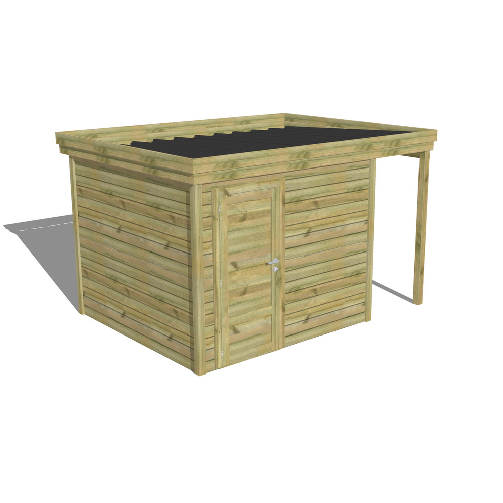 Abri de jardin bois pin traité autoclave 27mm - 3,64x2,64m / 10m2 - bac acier - abri français