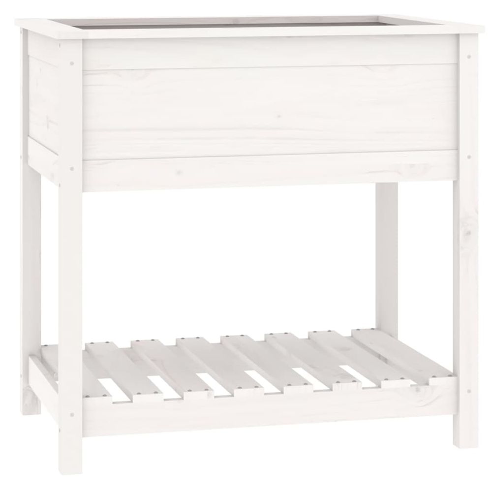 Jardinière d'extérieur avec étagère blanc 82,5x54x81 cm bois massif de pin