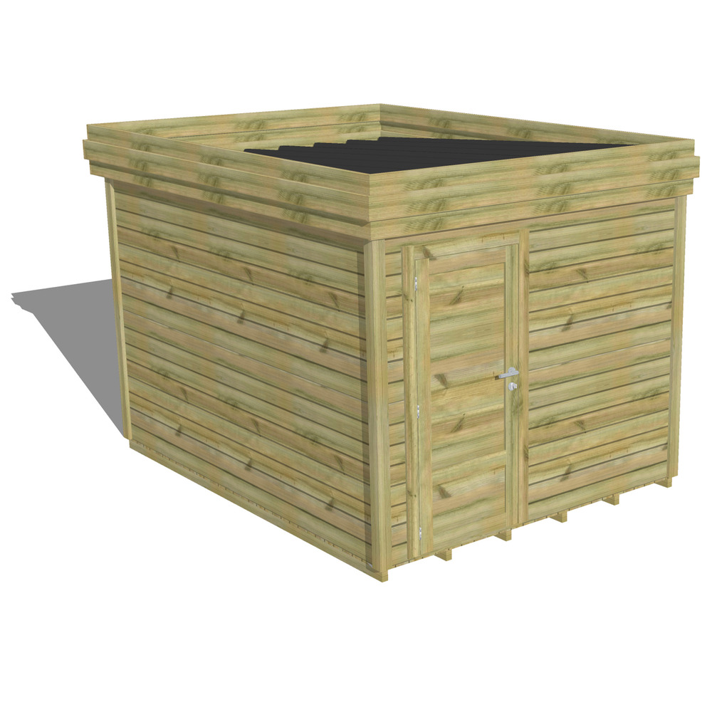 Abri de jardin bois pin traité autoclave 27mm - 2,64x3,44m / 9m2 - bac acier - plancher bois