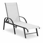 Chaise longue de jardin structure en aluminium dossier réglable gris pâle