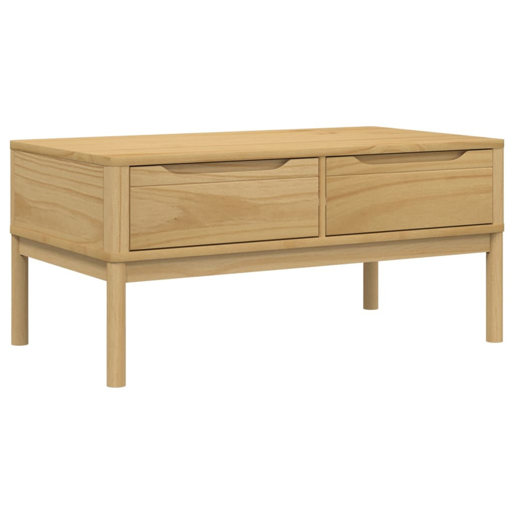 Table basse floro cire marron 99x55,5x45 cm bois massif de pin