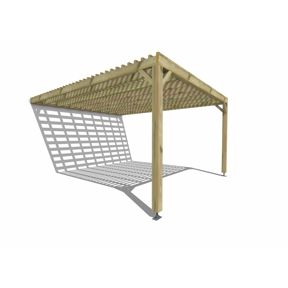 Pergola bois • 4m x 5m • adossée • sens profondeur • lattage bois • livraison comprise