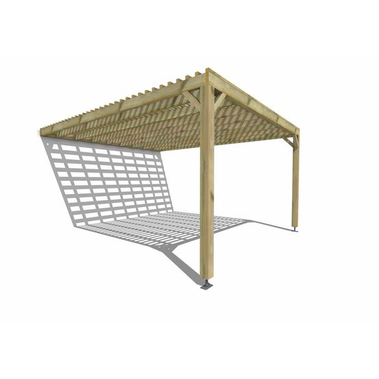 Pergola bois • 4m x 5m • adossée • sens profondeur • lattage bois • livraison comprise