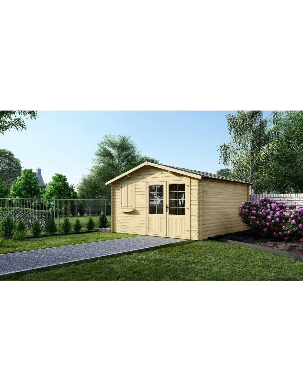 Abri de jardin en bois - 16m2 - 4x4m - ep. 28mm - couleur: naturel - dom130 - altanka