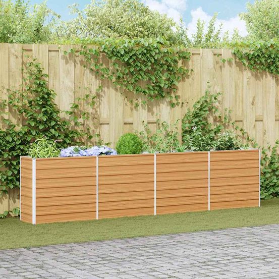 Jardinière géante haute métal industriel pour séparation d'espace et jardinage confortable marron 320x40cm