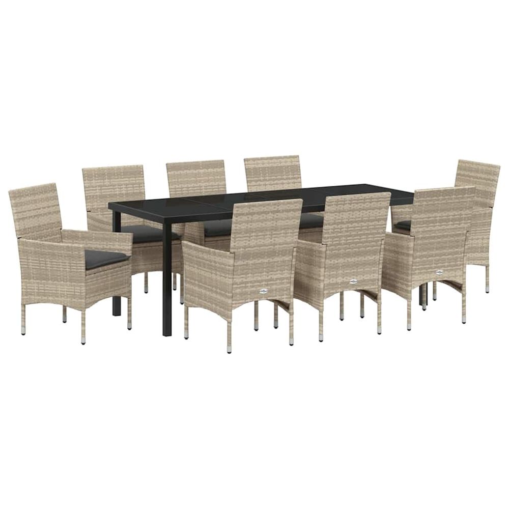 Ensemble de salle à manger pour jardin 9 pc gris clair