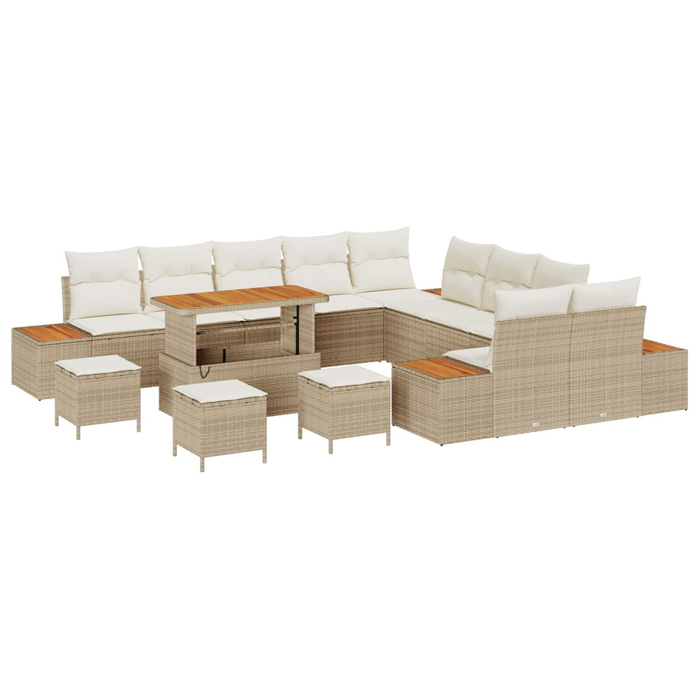 Ensemble de canapé de jardin avec coussin 14 pcs beige et crème