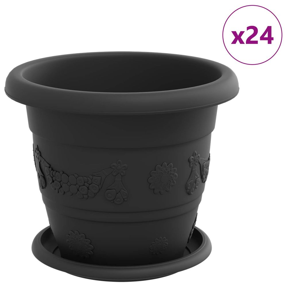 Pots de plantes 24 pc noir ø 22 x 18 cm plastique