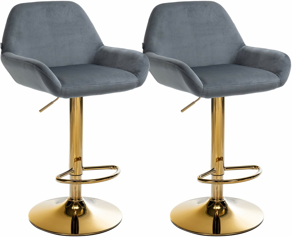 Lot de 2 tabourets de bar braga velours doré