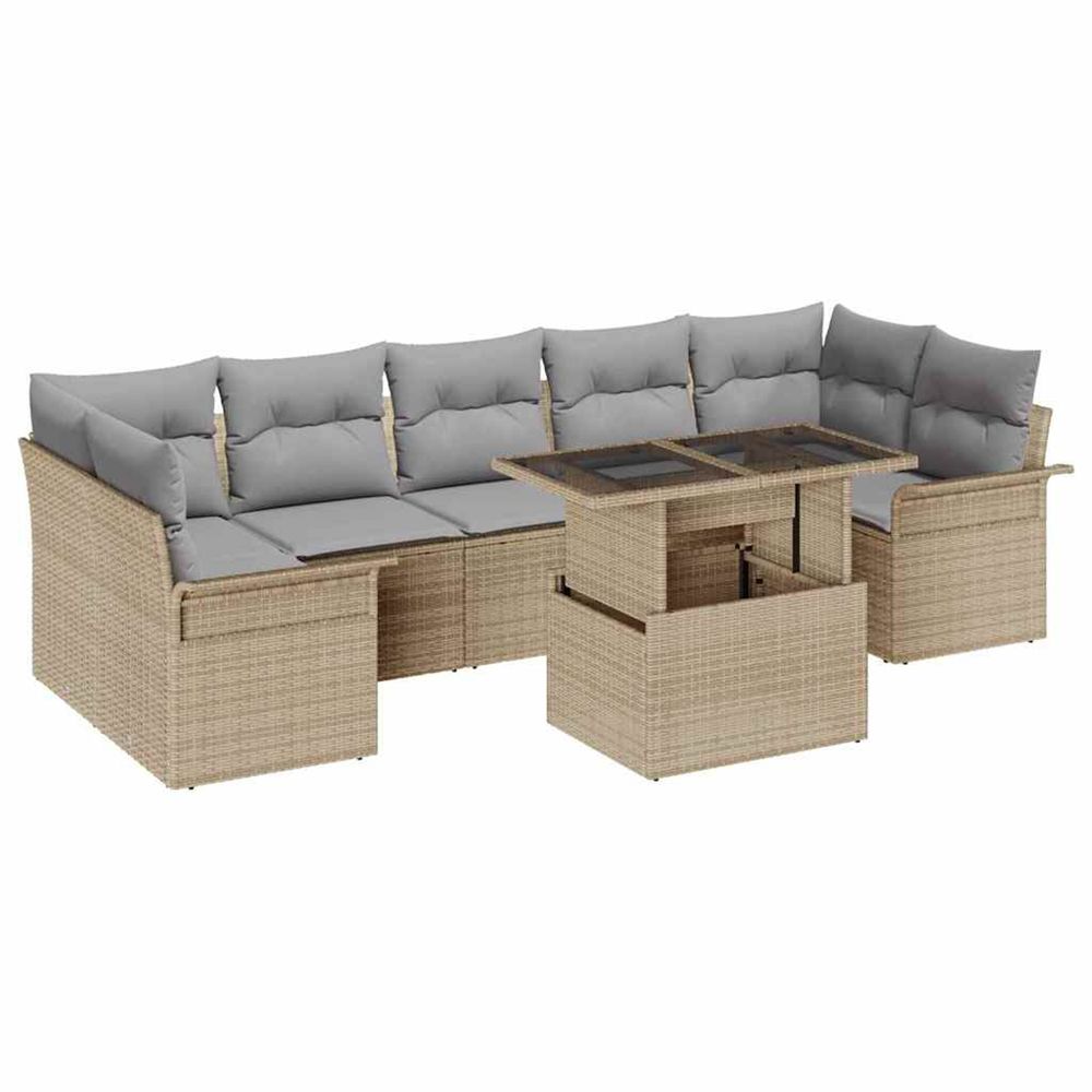 Ensemble de canapé de jardin 8 pc beige
