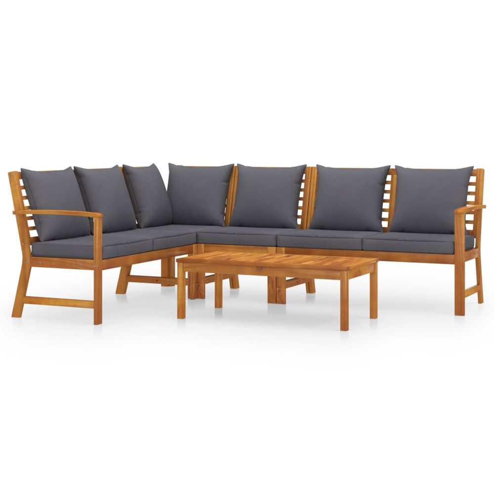Salon de jardin 5 pcs avec coussin bois d'acacia solide