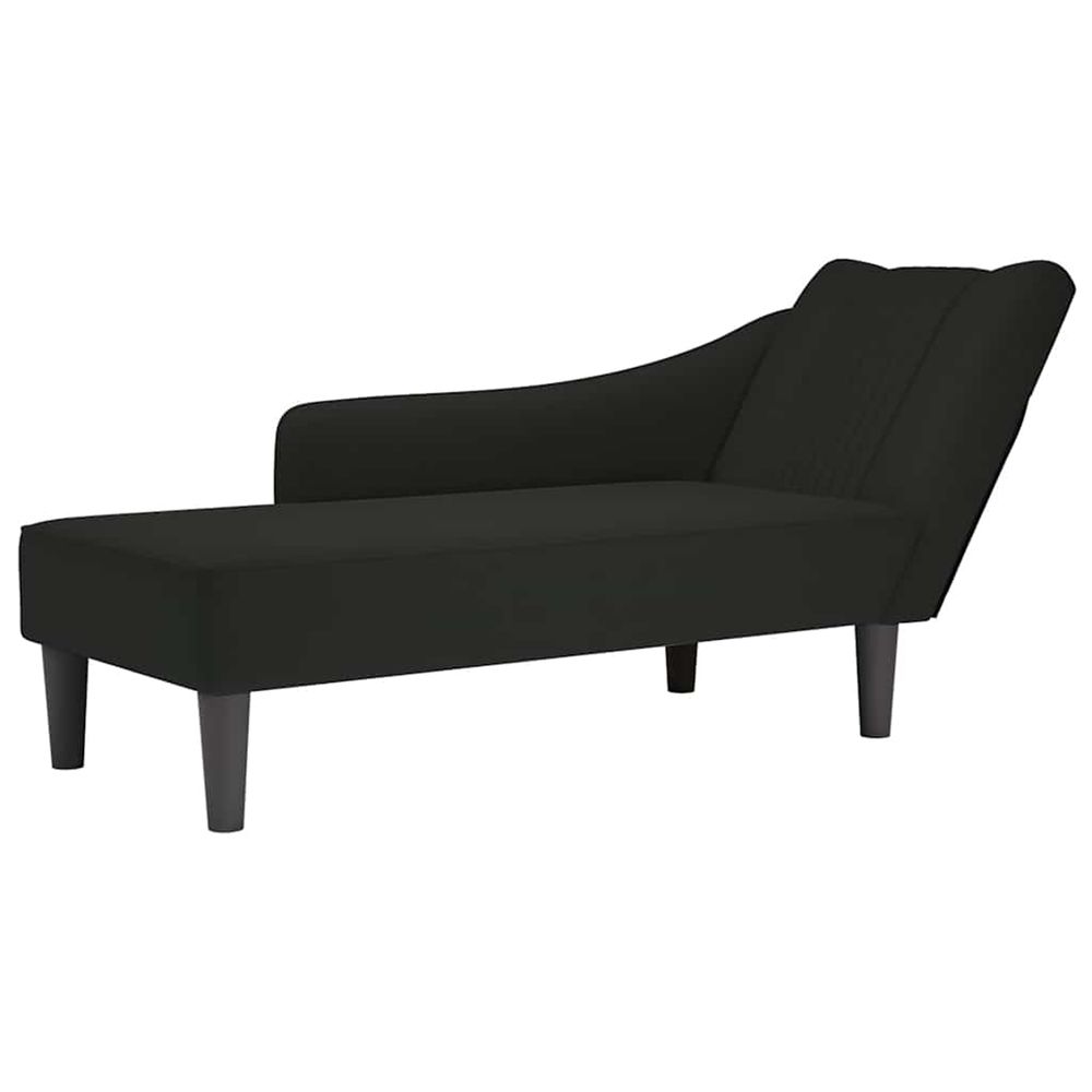 Fauteuil long avec accoudoir droit noir velours