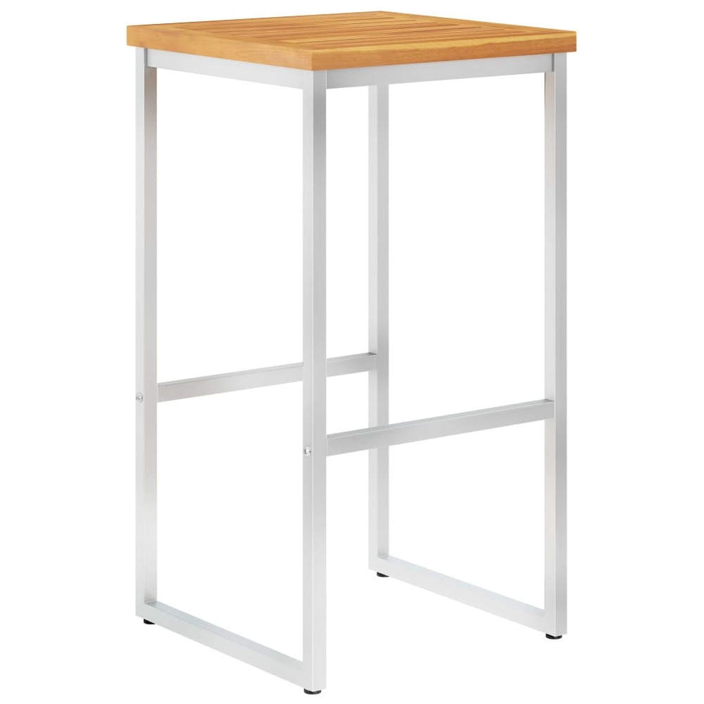 Chaises de bar lot de 4 bois d'acacia solide/acier inoxydable