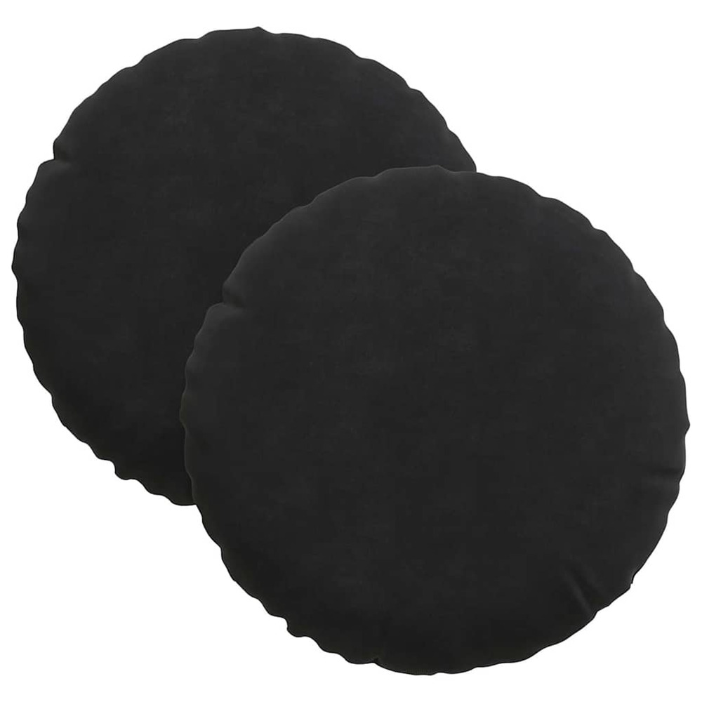 Coussins de siège 2 pcs noir ø 40 x 13 cm velours