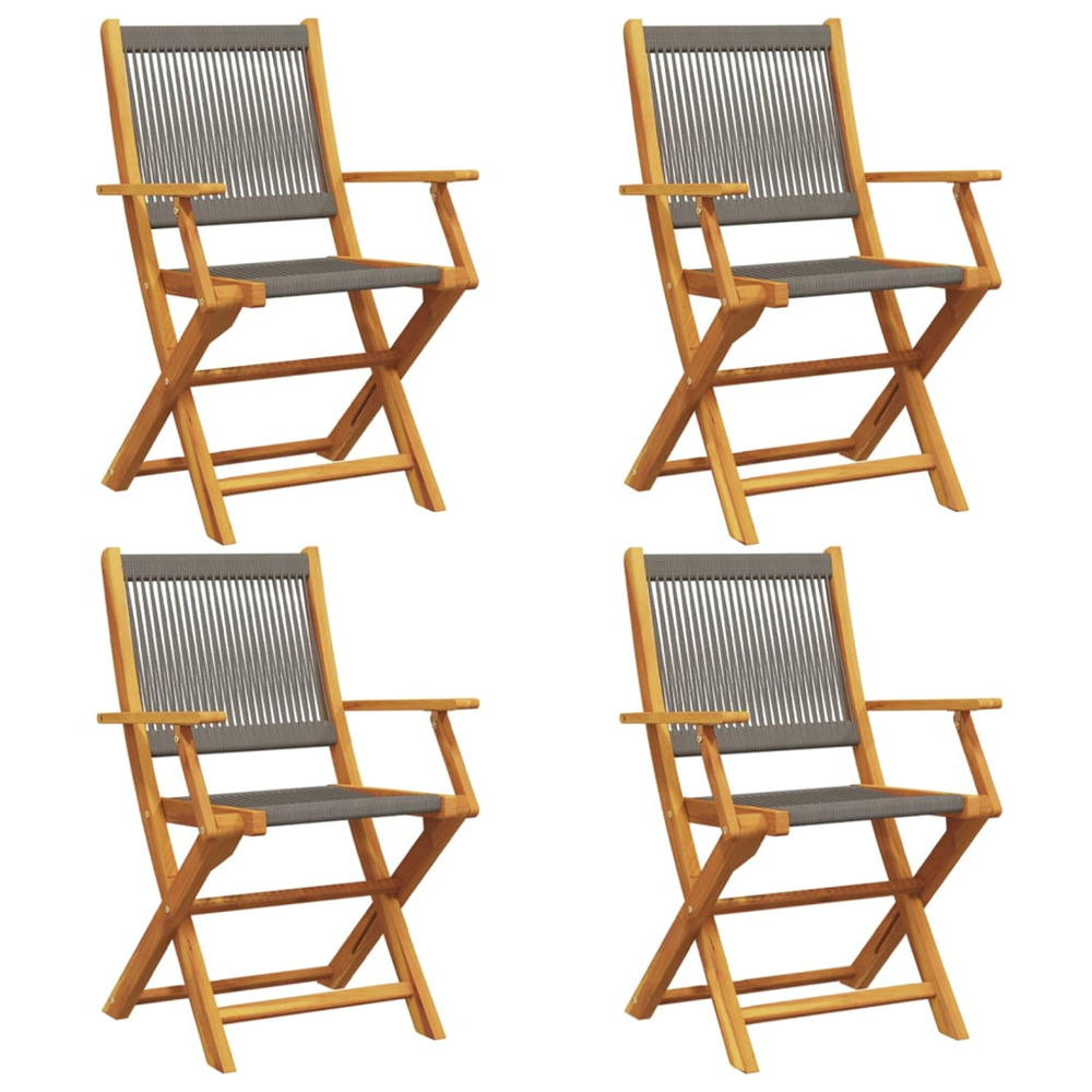 Chaises pliables de jardin 4 pcs gris bois d'acacia massif