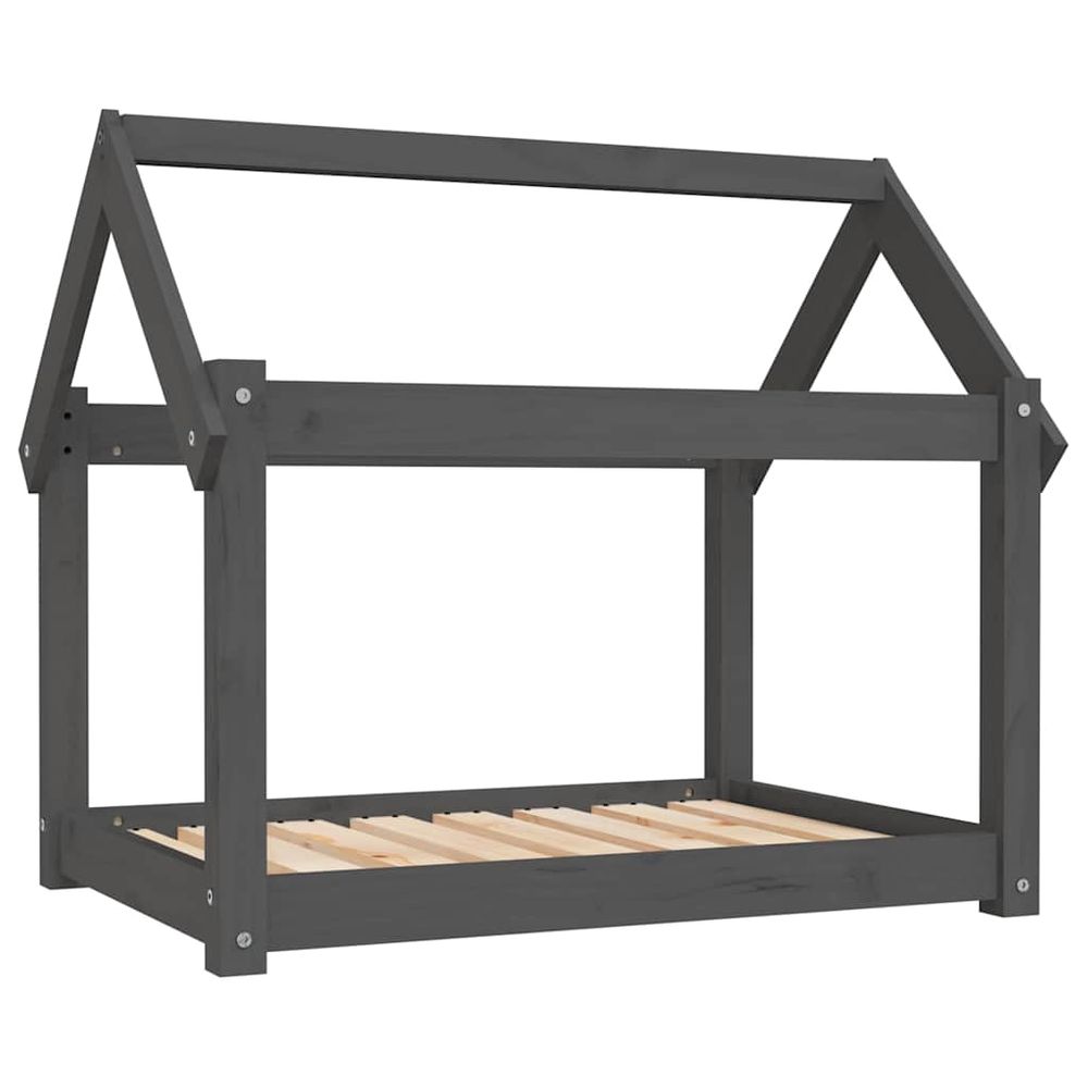 Lit pour chien gris 81x60x70 cm bois de pin solide