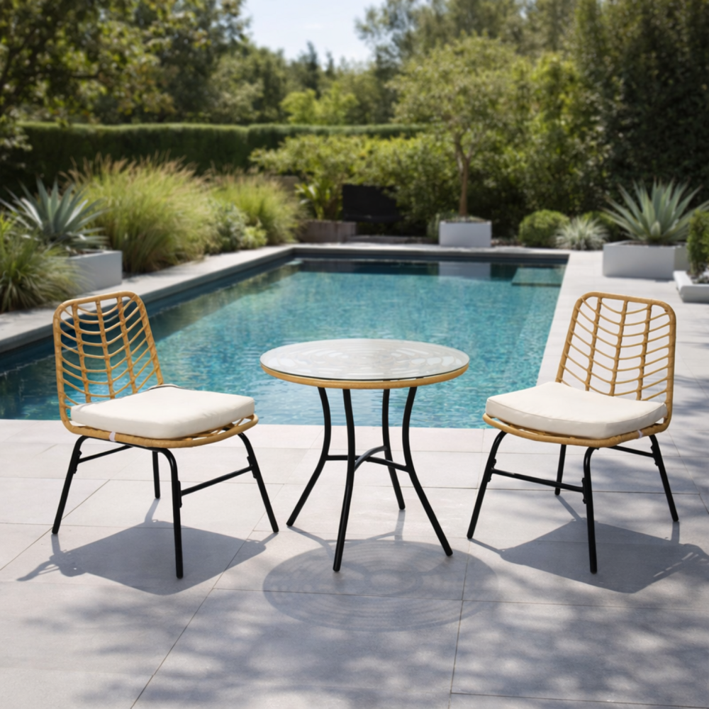 Salon de jardin 2 places effet rotin tolede