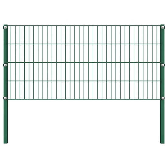 Panneau de clôture avec poteaux en fer 522 x 80 cm vert