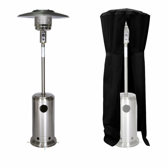 Parasol chauffant oslo - chauffage d'extérieur gaz - acier inox + housse